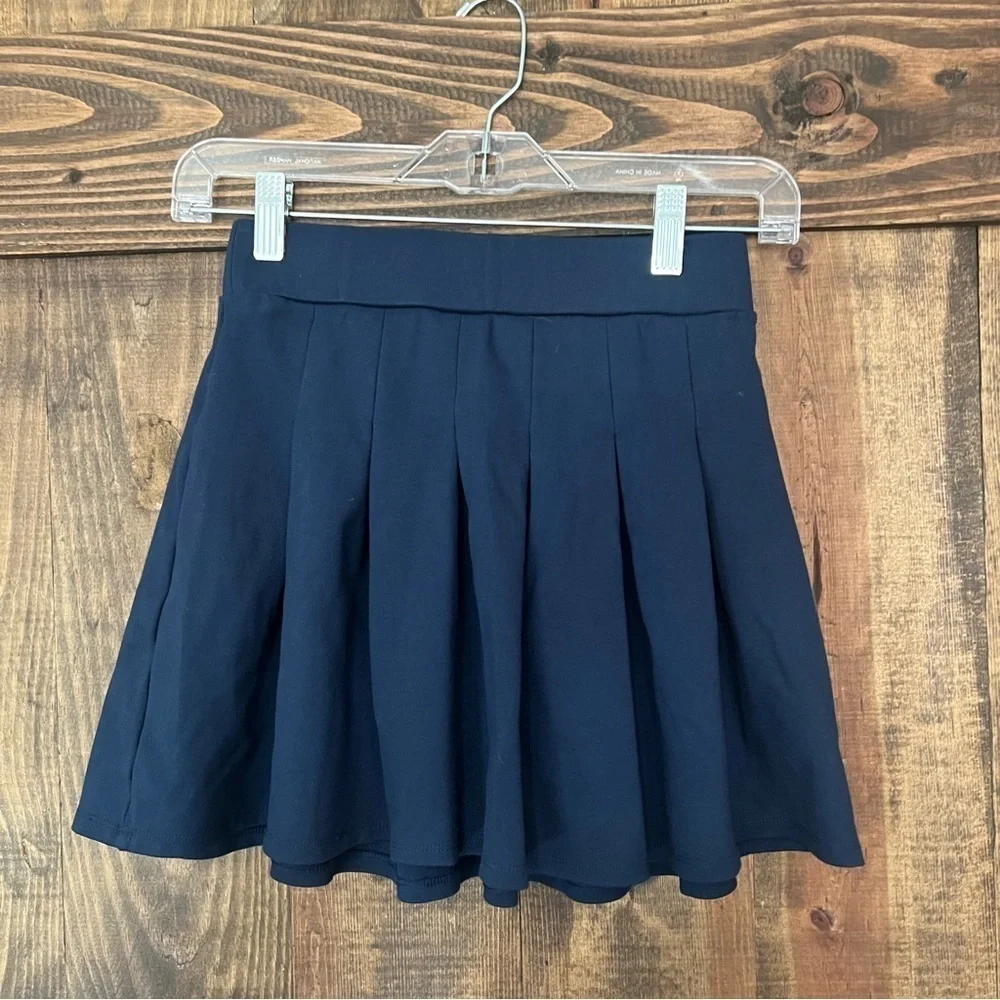 So Girls Uniform Mini Pleated Skirt Elastic Waistband Navy Size Small.